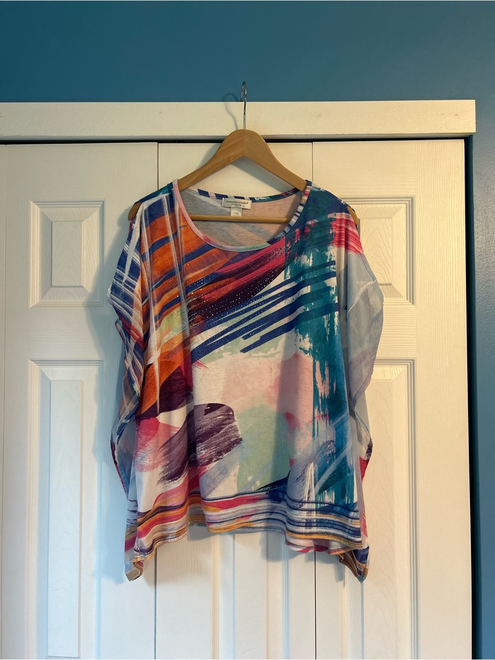 Christopher & Banks Multicolor Abstract Short Sleeve Tunic